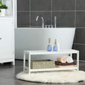 Raft de depozitare din bambus, cu 2 niveluri, 26x70x33cm, alb