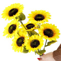 Buchet de flori artificiale din poliester, 2 fire de floarea soarelui, 57cm