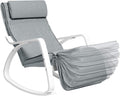 SONGMICS Scaun balansoar din lemn, suport picioare reglabil, maxim 150kg, 67x122x84cm, gri deschis