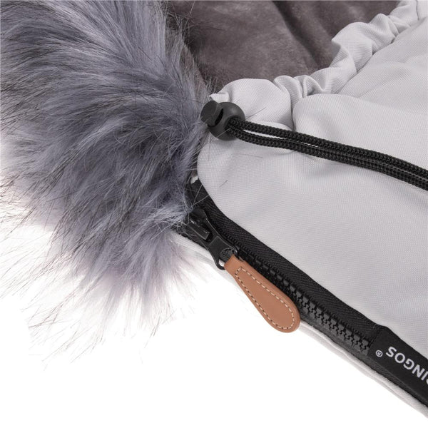 Sac iarna de bebelusi pentru carucior, marime universala, cu gluga, 90x45cm, gri