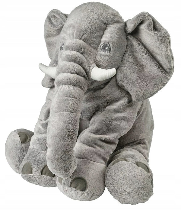 Jucarie plus elefant, tip perna, lavabila, umplutura hipoalergenica, pentru copii si adulti, 60 cm, gri