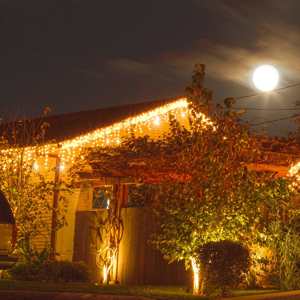 Instalatie luminoasa tip turturi LED exterior/interior, 500 LED-uri alb cald cu flash alb rece, 20 m, IP44, conectabila