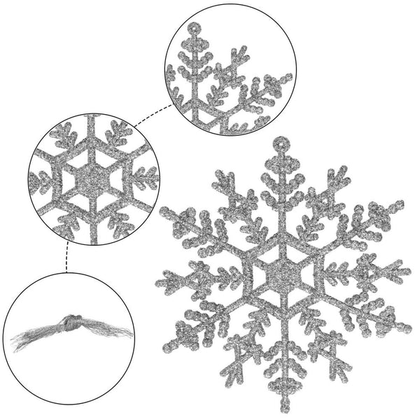 Decoratiune brad fulg de zapada, set 3 bucati, 12cm, argintiu