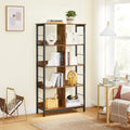 VASAGLE Biblioteca cu rafturi deschise, 8 compartimente, design industrial, 80x33x149cm, maro retro si negru