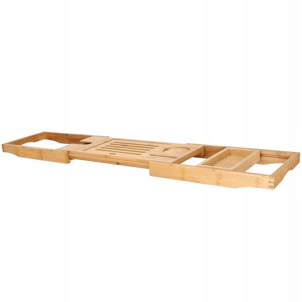 Raft cu tava pentru cada din bambus natural Sersimo 1025, extensibila, 75-111x23cm