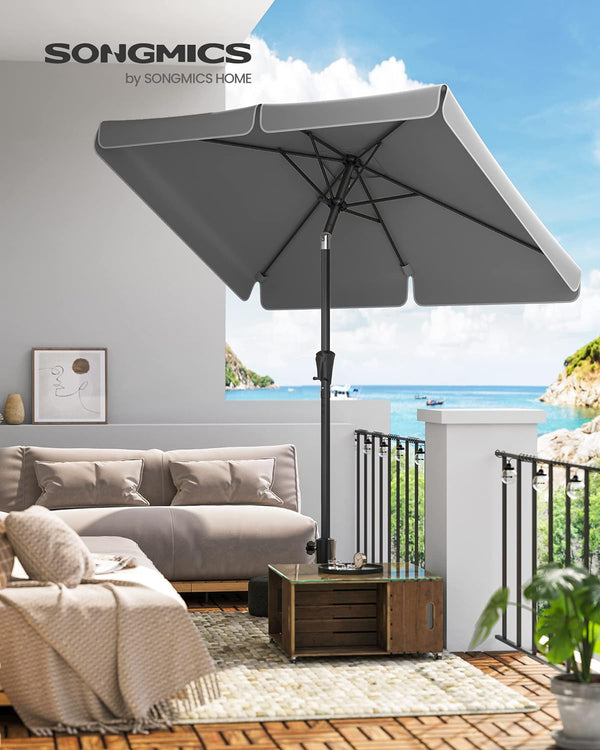 SONGMICS Umbrela de gradina cu manivela, 200x150 cm, UPF 50+, inclinare 30°, structura metalica, gri
