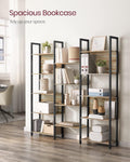 VASAGLE Biblioteca cu 14 rafturi din lemn, cadru metalic, 24x158x166cm, stil industrial, stejar si negru