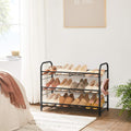 SONGMICS Raft de depozitare pantofi, din metal, pe 3 niveluri, cu rafturi unghiulare reglabile, 28x69x50cm, negru