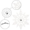 Decoratiune brad fulg de zapada cu cristal, set 2 bucati, 12cm, alb