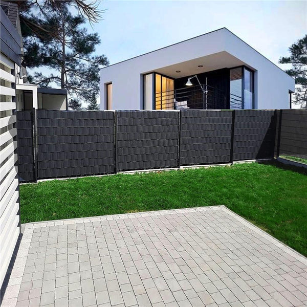 Panou de gard pentru intimitate in gradina, PVC, 35 x 0.19 m, gri antracit