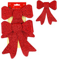Set 2 ornamente pentru bradul de Craciun, fundita, 18cm, rosu