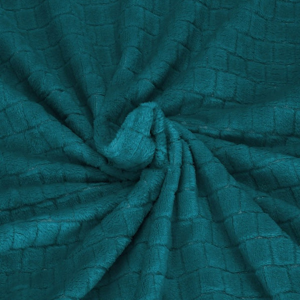 Patura pufoasa pentru 2 persoane, 2 fete, model in relief, 160x200cm, verde marin