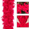 Ghirlanda pentru decor sau bradul de Craciun, model puf si pene, rosu intens, 180cm