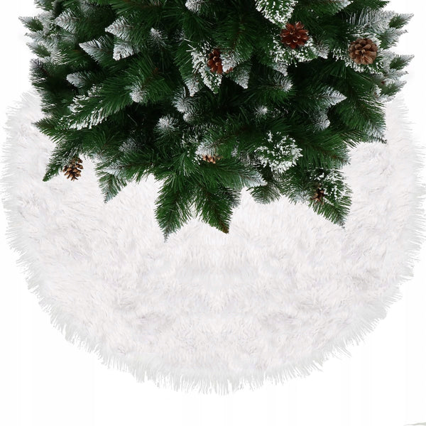 Covoras de pus sub bradul de Craciun, diametru 85 cm, imitatie blana alba