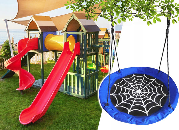 Leagan tip cuib Spider, 100cm, inaltime reglabila, 150 kg, Albastru Negru