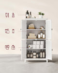 VASAGLE Dulap de baie, din MDF, cu 2 compartimente si 4 usi, rafturi reglabile, 30x60x110cm, alb