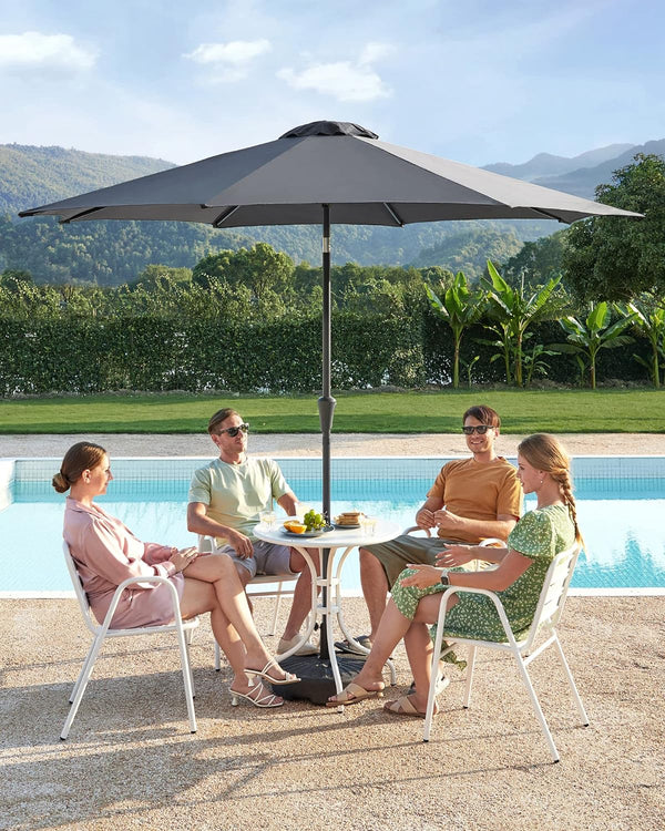 SONGMICS Umbrela de gradina, cu manivela pentru deschidere, sistem inclinare, 300cm, gri