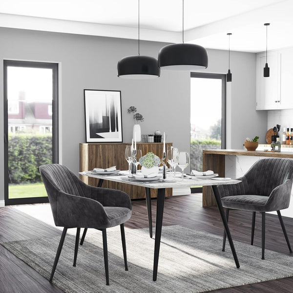 SONGMICS Scaun living tapitat din catifea cu cotiere, sarcina 110 kg, 63x60x85 cm, gri
