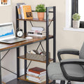VASAGLE Birou cu raft lateral, montare stanga sau dreapta, industrial, 56x120x120 cm, maro
