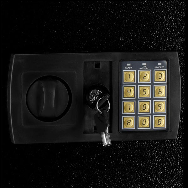 Seif electronic standard cu cifru si cheie, 415x350x310 mm, negru