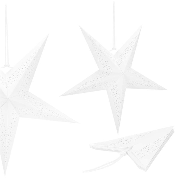 Stea decorativa 3D din hartie ajurata, 60cm, alba