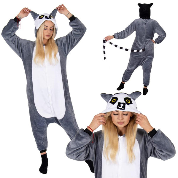 Pijama tip salopeta pentru adulti, model Lemur, marime S