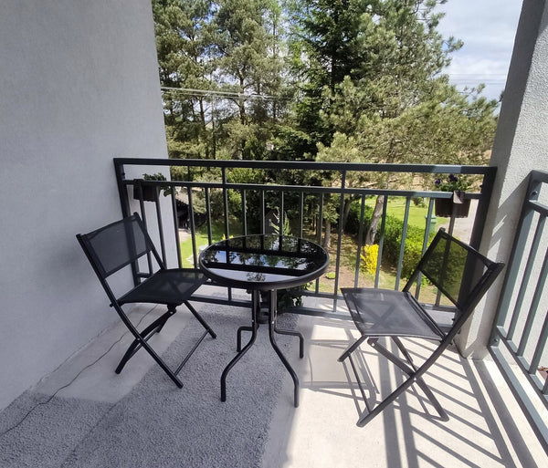 Set mobilier gradina Sersimo Oneiro, 2 scaune pliabile, 1 masa, negru