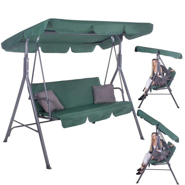 Leagan Balansoar Sersimo Luna cu Pernite pentru Terasa sau Gradina, 3 locuri, 220kg, verde