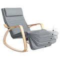 SONGMICS Scaun balansoar din lemn, suport picioare reglabil, maxim 150kg, 67x115x91cm, gri deschis