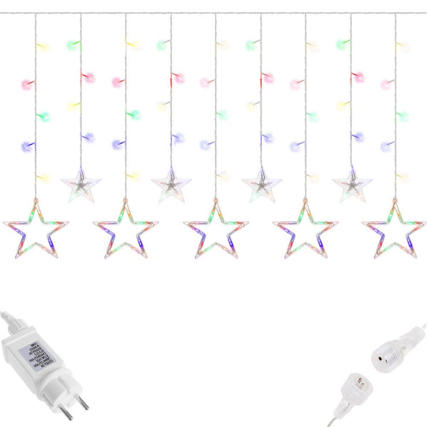 Ghirlanda luminoasa tip perdea cu stelute 138 LED-uri, 2m, pentru interior/exterior, iluminare multicolor