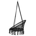 Scaun rotund tip leagan suspendat pentru casa sau gradina, cu franjuri, 150kg, negru