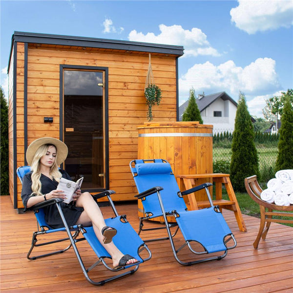 Sezlong pliabil SERSIMO GC4, Relax Zero Gravity, 80x60x153cm, Albastru deschis