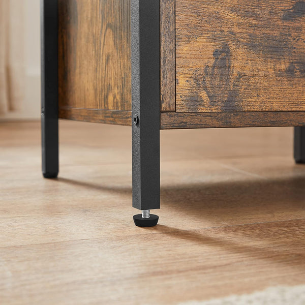 VASAGLE Noptiera cu 2 sertare pentru dormitor, design industrial, 28x38x60cm, maro si negru
