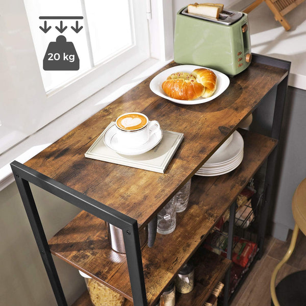 VASAGLE Raft de bucatarie, suport pentru cuptorul cu microunde, 2 cosuri de sarma, 6 carlige S, 35x80x95cm, maro rustic