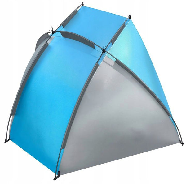 Cort plaja si picnic deschis Sersimo, protectie UV, 220x115x120cm, albastru gri