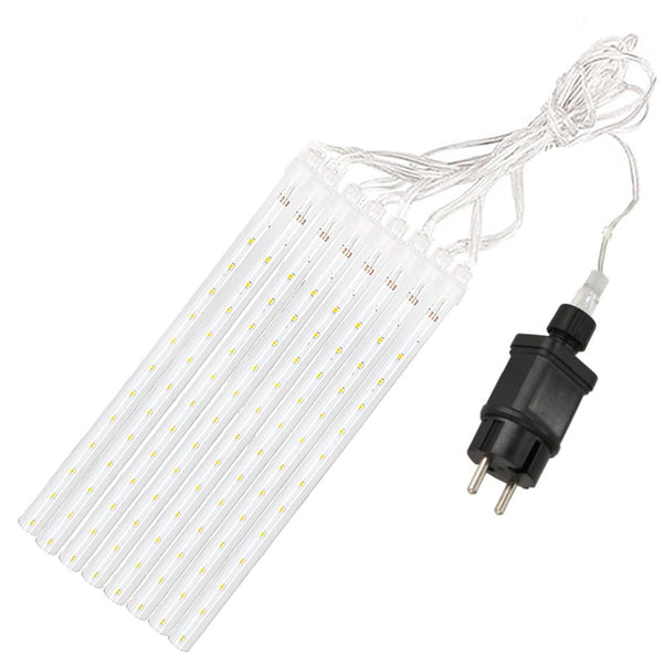 (DL) Instalatie de Craciun, 8 tuburi, 30cm, 144 LED, ploaie de meteoriti, galben
