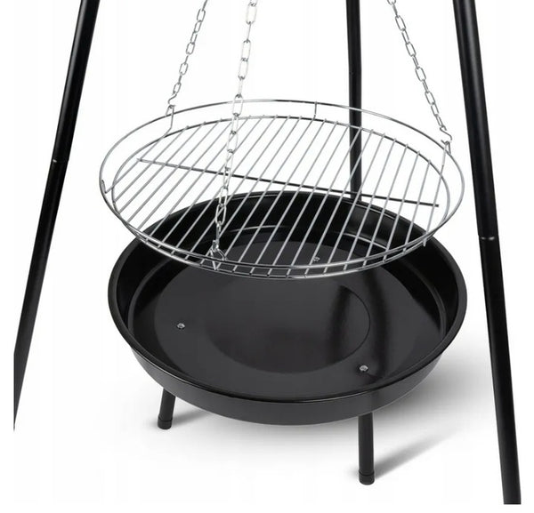 Gratar metalic, cu trepied si tava de gatire suspendata, reglabil, 147x95cm