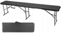 Set masa cu 2 banci pliabile tip valiza pentru gradina, camping sau evenimente, 180x70x74cm, negru