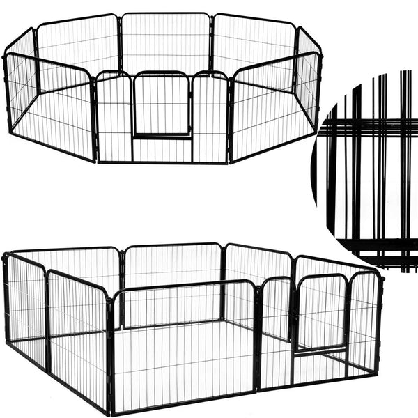 Tarc pentru animale de companie, din fier, forma configurabila, cu usa de acces, 5XL, 160x160x60cm, negru