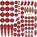 Set globuri si decoratiuni de Craciun, 72 piese, diverse dimensiuni, rosu