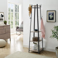 VASAGLE Cuier de haine cu 3 rafturi, suport cu carlige, din otel, 43x43x180 cm, stil industrial, gri si negru