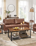 VASAGLE Masuta de cafea, cu cadru metalic, raft de depozitare, pentru living, 45x106x60cm, stil industrial, maro rustic