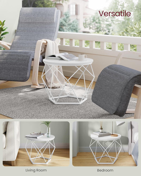 VASAGLE Set de 2 mese de cafea rotunde, cadru otel si blat detasabil, 40cm si 50cm, alb