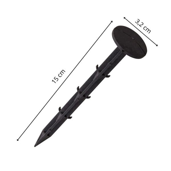 Set 50 cuie plastic fixare folii, tip ancora harpon, 150×32 mm, negru