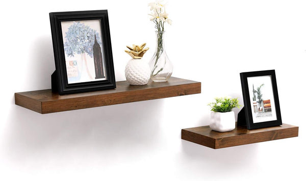 VASAGLE Raft de perete suspendat plutitor, MDF, sistem montare inclus, 80x20x4cm, vintage maro
