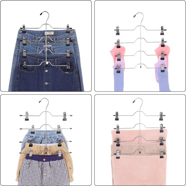 SONGMICS Set de 3 umerase pentru pantaloni, capacitate 4 perechi per umeras, 32cm, argintiu
