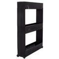 Sistem rafturi de depozitare Sersimo HA116 cu roti pentru bucatarie sau baie cu 3 polite, negru