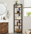 VASAGLE Biblioteca de colt cu 5 etaje, cadru metalic, 150x30x30cm, stil industrial maro rustic si negru