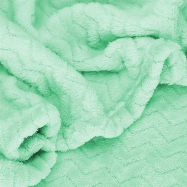 Patura pufoasa pentru 2 persoane, 2 fete, model in relief, 200x220cm, verde