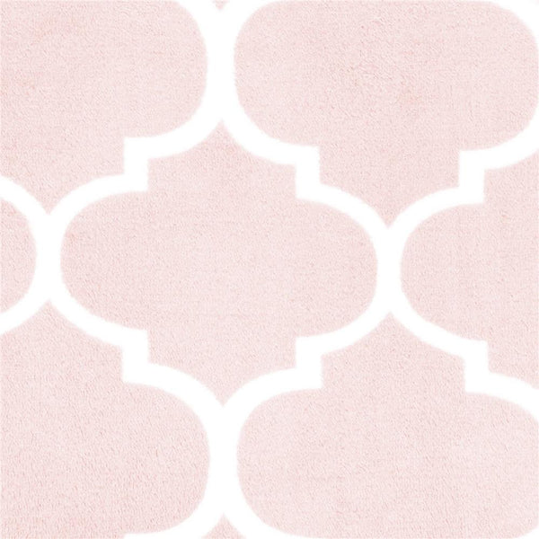 Patura pufoasa pentru 2 persoane, 200x220cm, cu model trifoi marocan, roz
